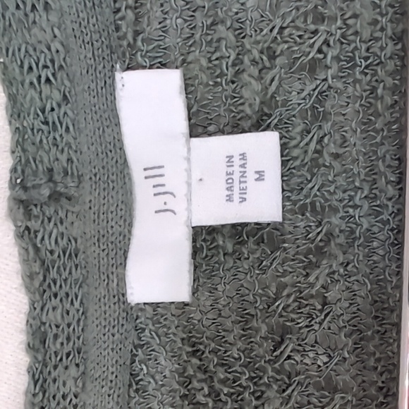 J Jill Sage Green Loose Knit Cotton Blend Shrug Cardigan Size Medium - Picture 2 of 5